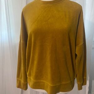 Aerie chartreuse drop shoulder velour pullover size small